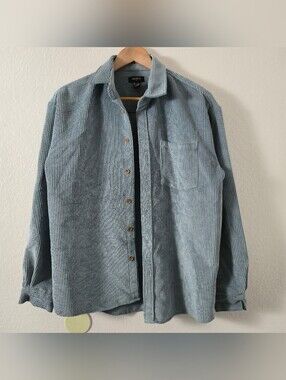 Forever 21 Blue Button Down Collared Corduroy Shirt